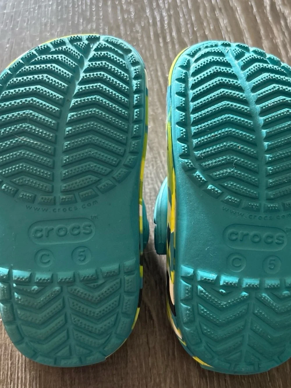 Kids Teal Clog Shoes with Camouflage Trim